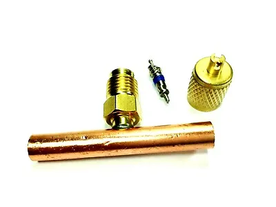 Copper Tee For 1/4 Tube W/ Wrench Cap & Valve Core HVAC Refrigeration Access • $15