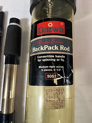 VINTAGE DAIWA BACK PACK FLY/SPIN FIBERGLASS ROD REGAL SILVER 6PC. 6.5ft No. 5052 • $40