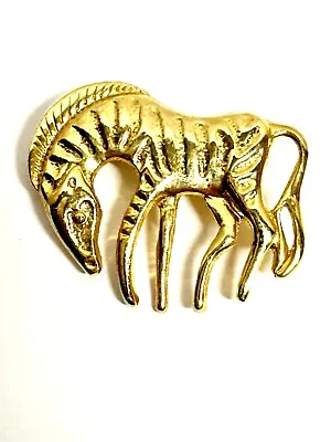 Vintage Brooch Wild Zebra Pin Gold Tone Textured Unbranded • $4