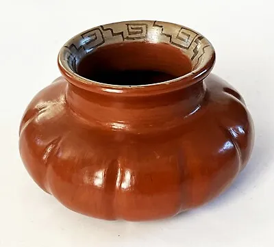 Mexican Tzintzuntzan Folk Art Pottery Pre-columbian Gourd Pumpkin Jar Pot Vase • $49.99