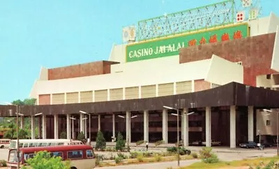 Postcard China Macao Casino Jai-Alai Stadium Old Buses Exterior Front • $4.95