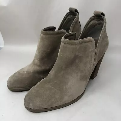 Vince Camuto Francia Womens Size 10M Brown Suede Ankle Bootie Stacked Heel • $24