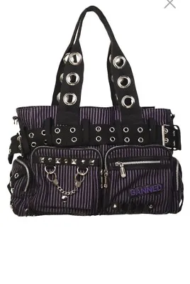 £12.99 • Buy By Banned Purple Gothic Rockabilly Punk Emo Canvas Handcuff Shoulder Bag