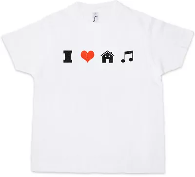 I LOVE HOUSE MUSIC Kids Boys T-Shirt Electro Dance Techno Disco Chillout Club • £16.99