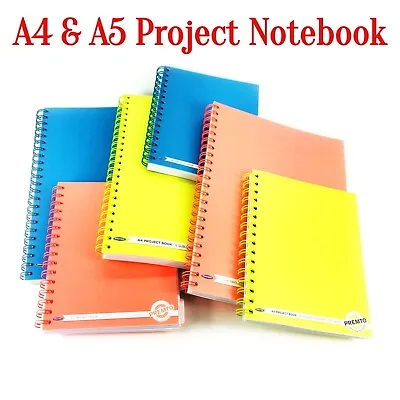 A4/A5 Project Book Spiral Bound Notebook Pad With Subject Dividers 250 Pages UK • £5.84