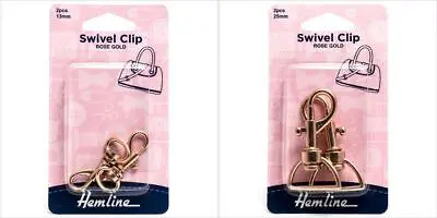 2 X Hemline Rose Gold Metal Swivel Clips Macramé Bag Making Crafts | Select Size • £3.99