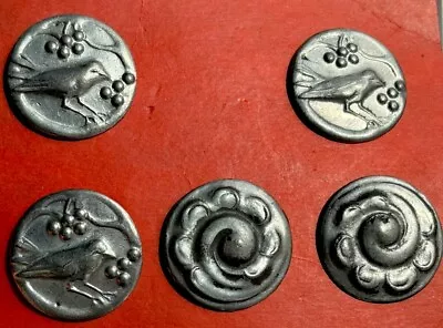 Old Vintage Pewter Buttons! Norwegian~ Birds And Swirls. Beautiful!! • $22