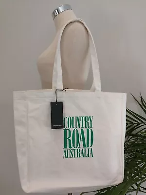 Country Road  White And Green  Logo Shopper Tote Bag Bnwt Rrp$49.95 • $39