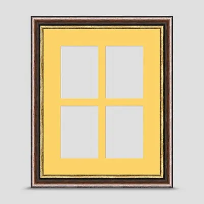 10x8 PICTURE PHOTO FRAME Inc PRIMROSE Mount For Four 3.5x2.5 ACEO ART BROWN GOLD • £18.45