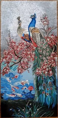 Mosaic Wall Art Peacock Mosaic Tiles Handmade Marble Mosaic Tile • $1900