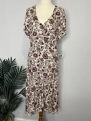 The Hidden Way Size 12 Floral Boho Wrap Maxi Dress FREE POSTAGE • $29.95