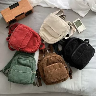 Aesthetic Mini Backpack Purse Corduroy Double Shoulder Bags  Women & Men • $17.25