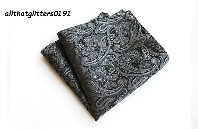 Men's Paisley Jacquard Silk Square Jacket Pocket  Handkerchief Various Designs • £4