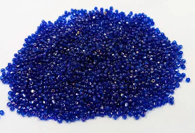 Vintage Antique Czech Glass Seed Beads Clear Metallic Blue AB Iris 9/0 3 Cuts • $7