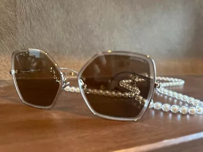 CHANEL Sunglasses With Pearl Chain 4262 C.132/EF Butterfly Sunglasses From Japan • £728.28