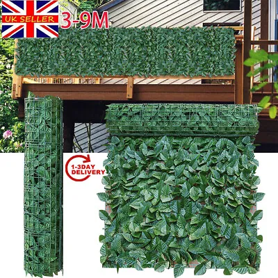 9M Artificial Hedge Ivy Leaf Garden Fence Wall Privacy Balcony Screening Trellis • £16.88