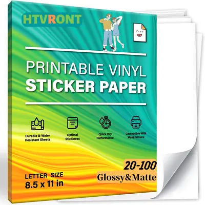 Glossy Matte 8.5 X11  Printable Vinyl Sticker Paper For Inkjet Laser Waterproof • $31.59