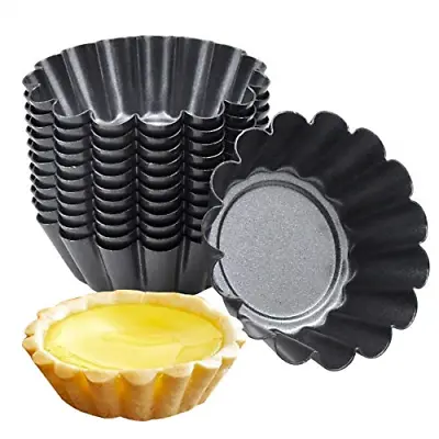 Egg Tart Mold 12 Packs Mini Carbon Steel Cake Muffin Moulds Tins Pans.· • £11.29