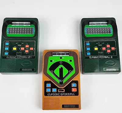 Vintage Mattel Classic Baseball & Football Game Lot Handheld 2001 2002 • $42.49