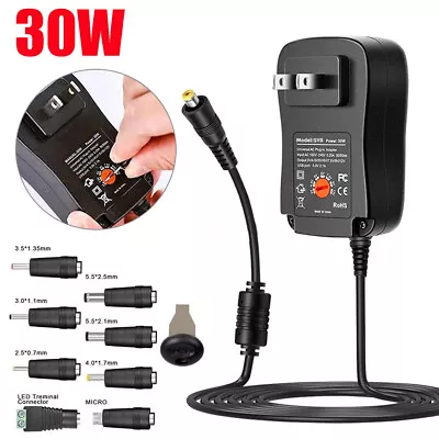 30W Universal Adjustable Voltage Power Supply AC/DC Charger Adapter With 8 Tips • $14.69