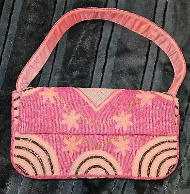 Bold Accent Hot Pink Multi Beaded Vintage Handbag • $49.99