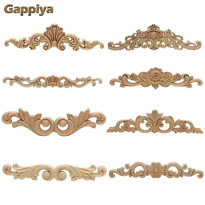 Unpainted Wooden Carving Natural Wood Appliques For Modern Furniture Decoration • $4.40