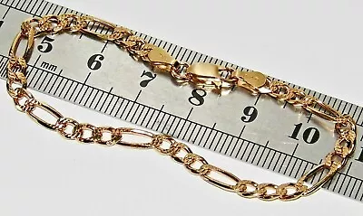 9ct Gold & Silver Children's Girls / Boys Solid Figaro Curb Bracelet - 6 Inch • £12.95