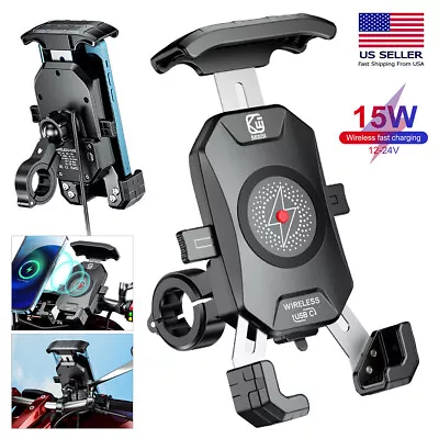 15W Wireless USB Charger Motorcycle Fast Charging Motorbike Phone Holder Mount • $32.69