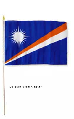 12x18 Wholesale Lot 12 Marshall Islands Country Stick Flag 30  Wood Staff • $23.88