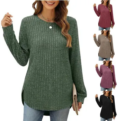 Womens Holiday Loose Jumper Tops Ladies Casual Plain Pullover Blouse Plus Size • £11.99