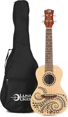 Luna Tattoo Spruce Concert Ukulele - Satin Natural • $79