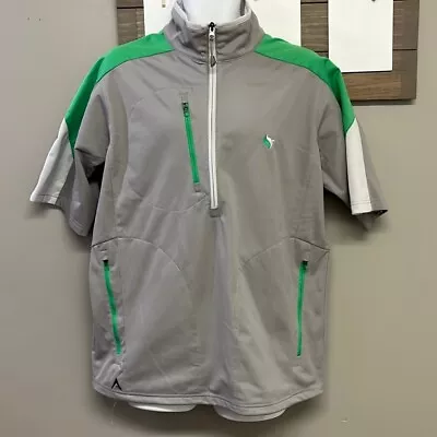 Antigua Men’s Short Sleeve Sport Gray/White/Green Wind Shirt Jacket- Large • $40
