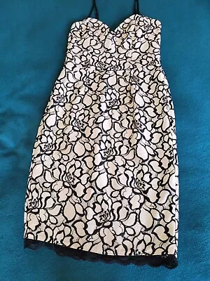 Lipsy With Michelle Keegan Black & Cream Dress Size 10 VGC • £8.75