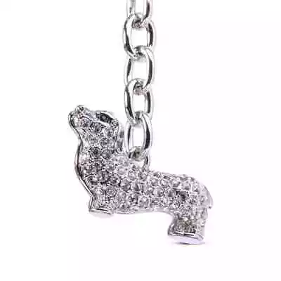 Dachshund Swarovski Crystal Keychain Stainless Steel Inlaid Crystals • $22