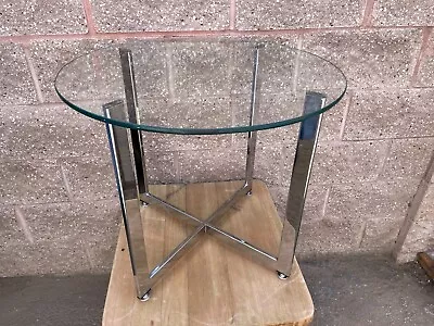 Mid-Century Modern Style Mies Van Der Rohe Round Barcelona Side End Table • $250