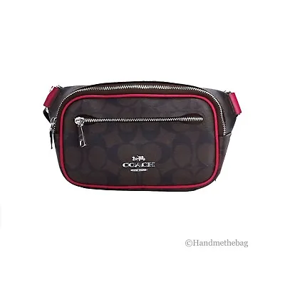 Coach (CN503) Mini Signature Brown Violet Coated Canvas Belt Bag Fanny Pack • $122