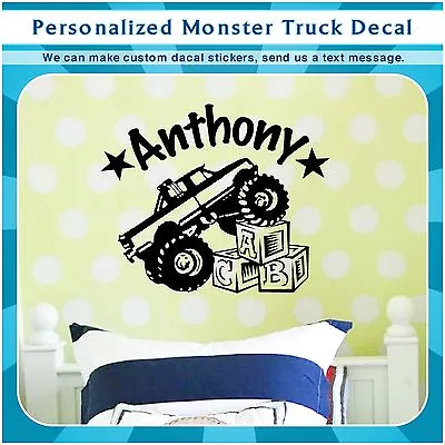 Custom Personalized Monster Truck Book Wall Vinyl Decor Art Sticker Decal S036 • $13.99