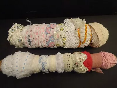 Large Lot Vintage Lace Narrow Trims  Multicolor Floral Scallops Embellishments • $9.99