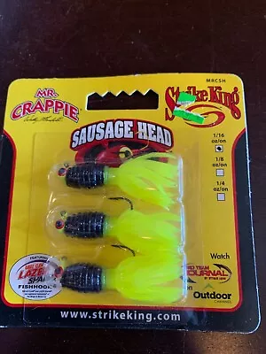 Mr. Crappie SAUSAGE HEADS 1/16oz. Tuxedo Black 3pk MRCSH116-183 Strike King • $4.99