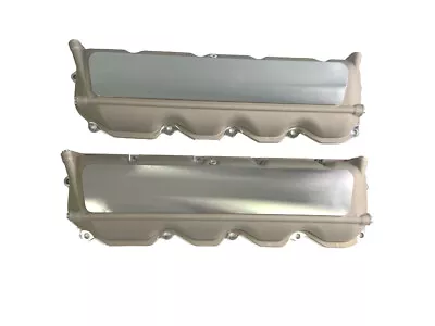 2 Bowtie Aluminum Valve Covers W/ Oilers For Chevy R07 NASCAR Blank Face Plate • $399.95