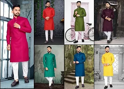 Indian Pure Cotton Kurta Pajama For Men’s Wedding Wear Fancy Kurta Pajama 16-PJ1 • £19.99