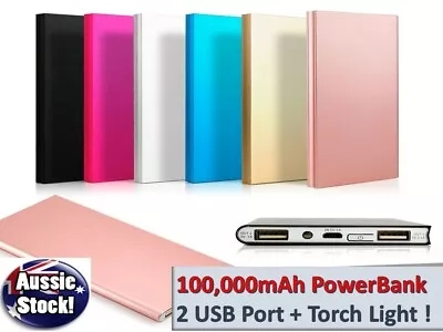 $24.85 • Buy External 2 USB 100,000mAh LCD Power Bank Portable Battery Charger With Torch