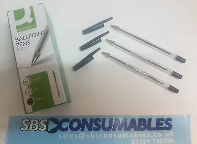 Q Connect Black Ballpoint Pens. Pack Of 20 • £4.15