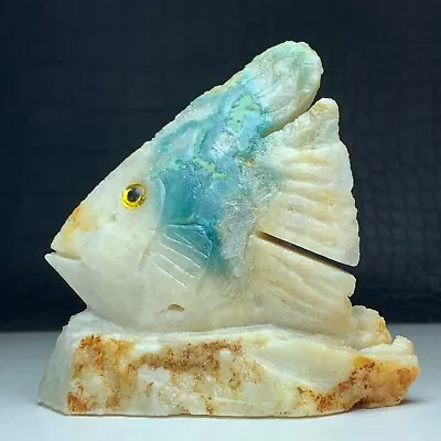 215g Natural Crystal Mineral Specimen. Amazon Stone. Hand-Carved FISH • $31.50