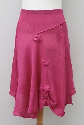 *zuza Bart*hand Made Linen Floral Applique Details A-line Long Skirt*pink*large • £169