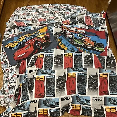 Pixar Cars 2 Twin Size Bedding Sheet Set Flat Fitted & Pillowcase X2 ~ RSN • $29.99