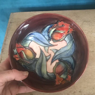 £65 • Buy 6.25  Vintage Red Moorcroft Tulip Pattern Pottery Bowl