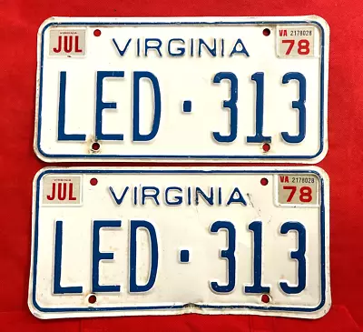 Virginia License Plate Pair LED-313 .... Expired / Crafts / Collect / Specialty • $6.95