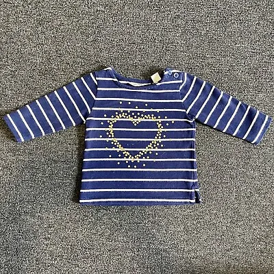 Country Road Baby Girl Navy Stripe Heart Top Size 000 • $5