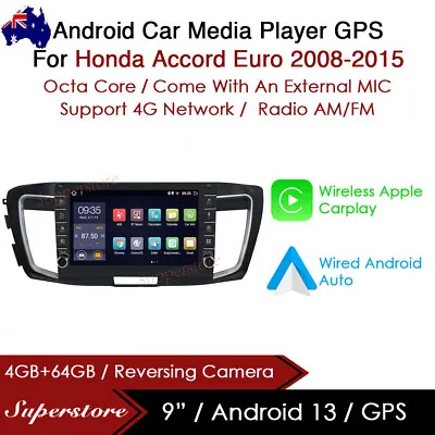 9” Android 13 Car Stereo Non-DVD GPS Radio Head Unit For Honda Accord Euro • $559.95